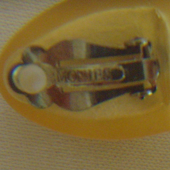 MONIES Frosted Lucite Over Gold Foil Dangle Clip-On Earrings - Picture 9 of 15